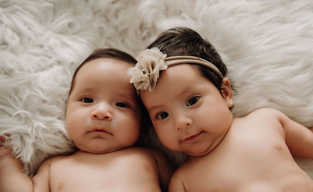 Belen's newborn twins side by side